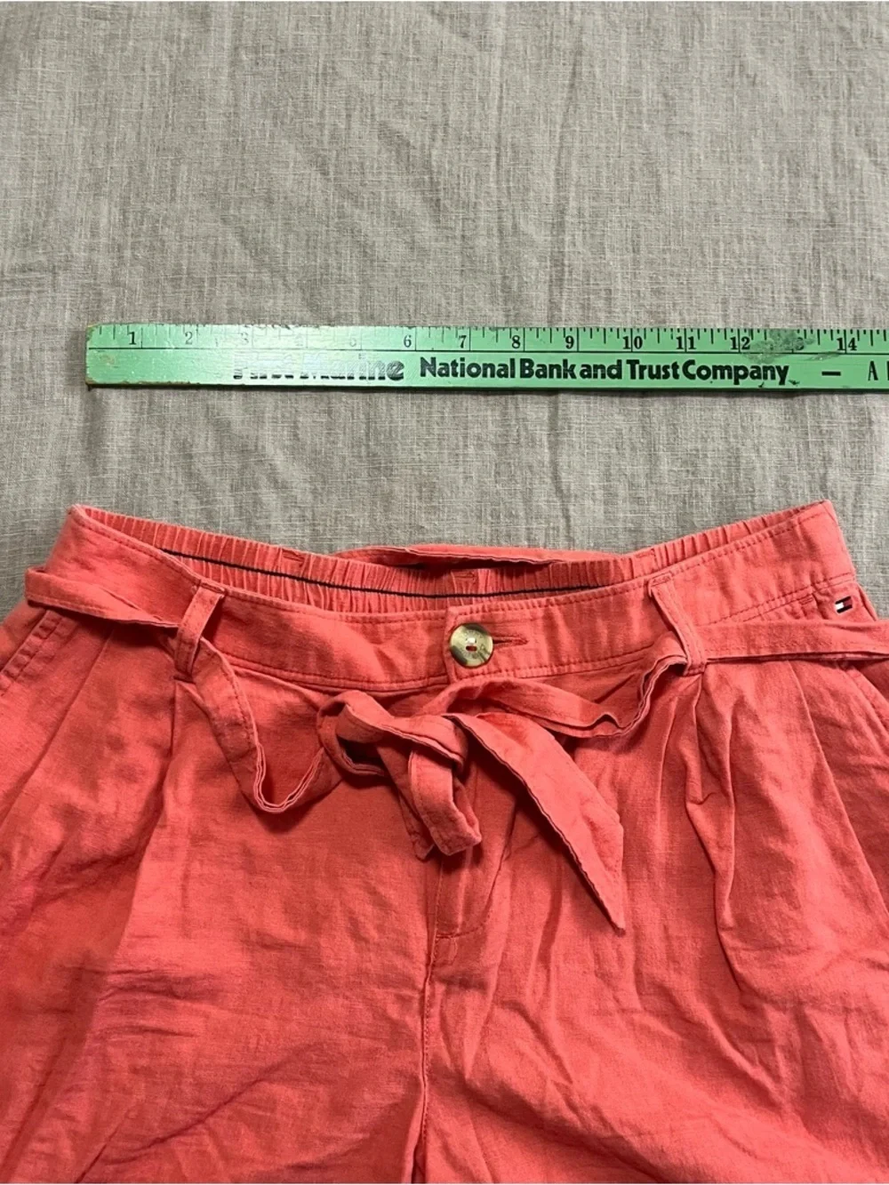 Tommy Hilfiger Nantucket Red Tie-Waist Linen Women's Shorts Size XS Preppy Beach